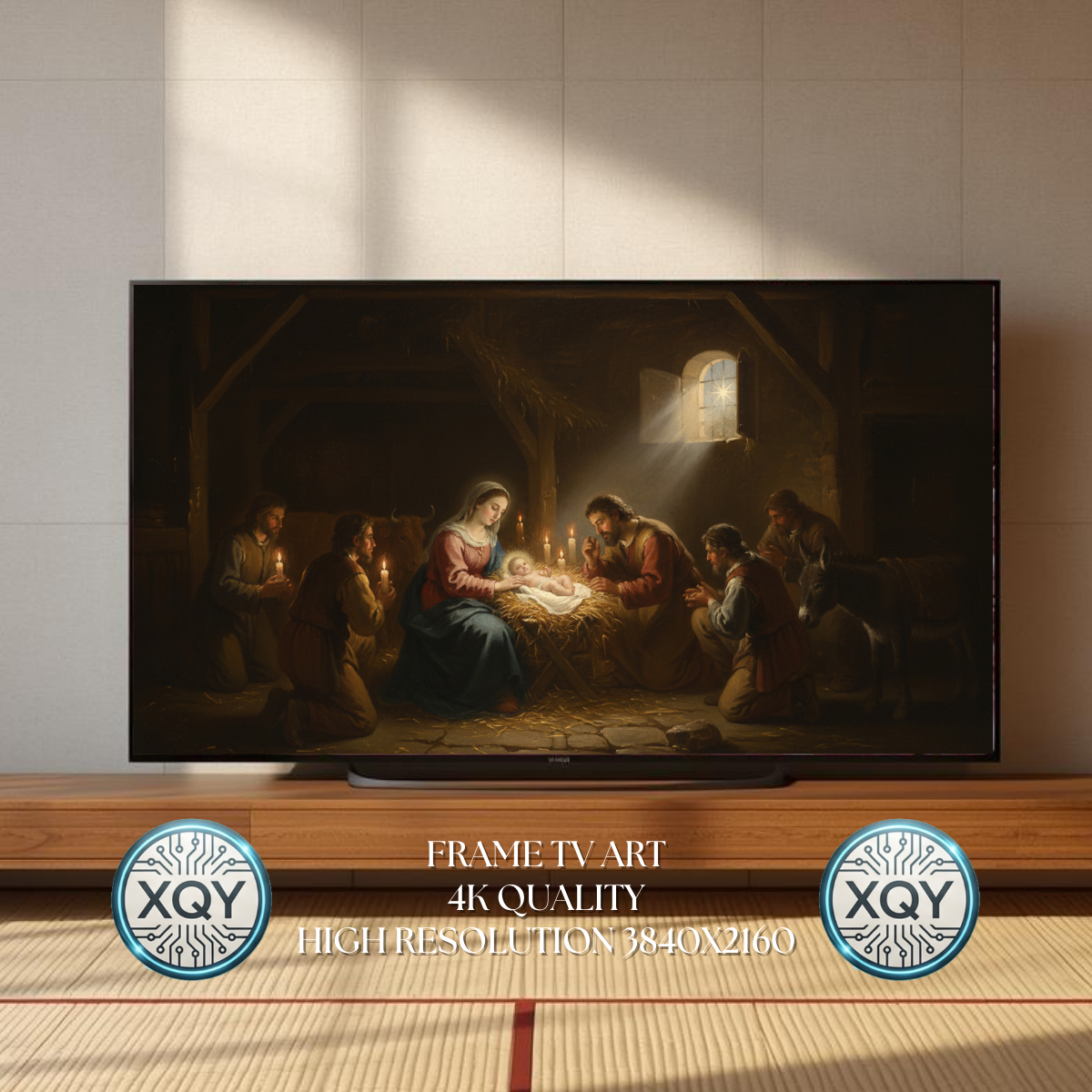 Samsung Frame TV Art Nativity Scene 4K | Baby Jesus, Mary & Joseph | Classic Christmas Religious Wall Art | Digital Download 3840x2160 16:9 300dpi (Digital Download)