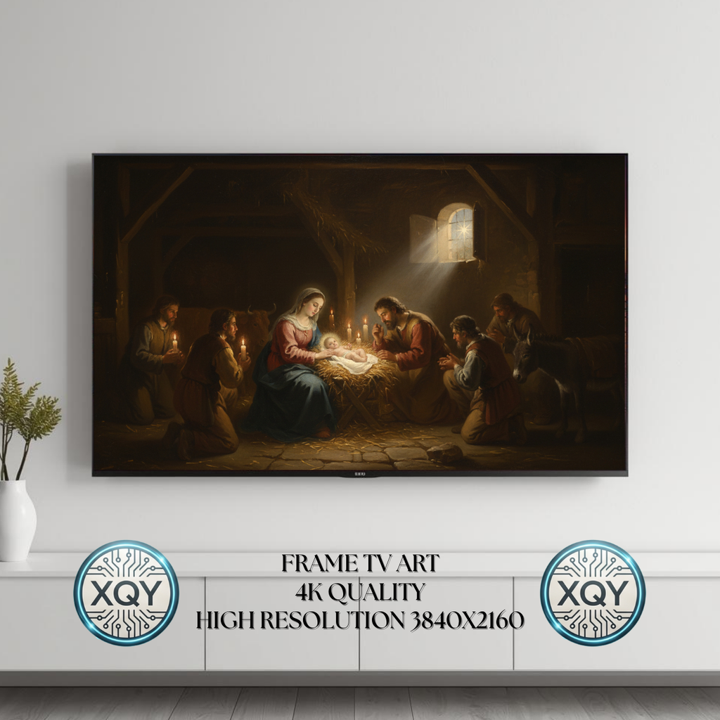 Samsung Frame TV Art Nativity Scene 4K | Baby Jesus, Mary & Joseph | Classic Christmas Religious Wall Art | Digital Download 3840x2160 16:9 300dpi (Digital Download)