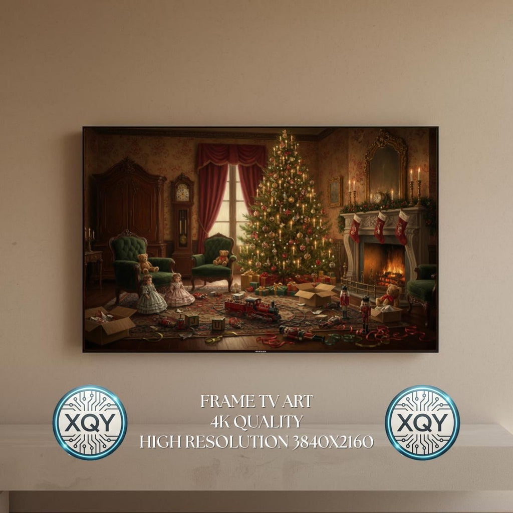 Christmas Morning Toys Victorian Oil Painting Samsung Frame TV Art Digital Download 4K Xmas