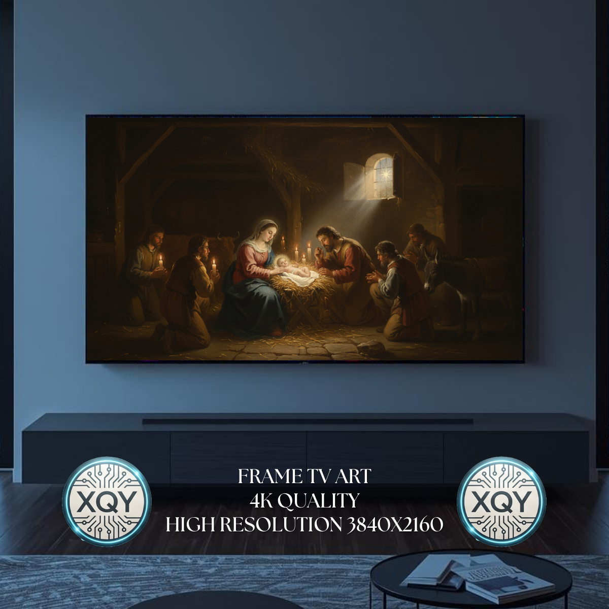 Samsung Frame TV Art Nativity Scene 4K | Baby Jesus, Mary & Joseph | Classic Christmas Religious Wall Art | Digital Download 3840x2160 16:9 300dpi (Digital Download)