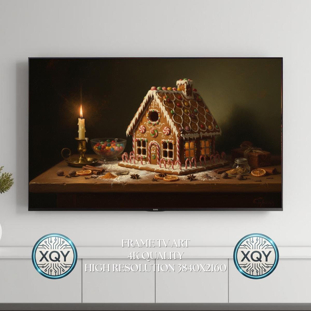Victorian Christmas Gingerbread House Frame TV Art (Digital Download)