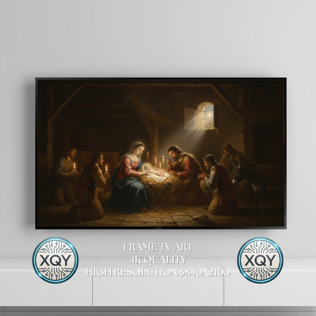 Samsung Frame TV Art Nativity Scene 4K | Baby Jesus, Mary & Joseph | Classic Christmas Religious Wall Art | Digital Download 3840x2160 16:9 300dpi (Digital Download)
