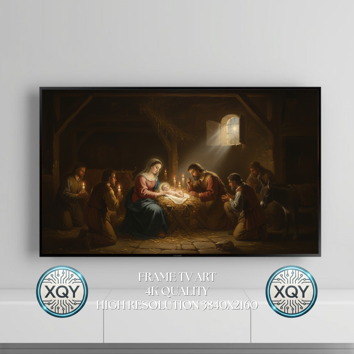 Samsung Frame TV Art Nativity Scene 4K | Baby Jesus, Mary & Joseph | Classic Christmas Religious Wall Art | Digital Download 3840x2160 16:9 300dpi (Digital Download)