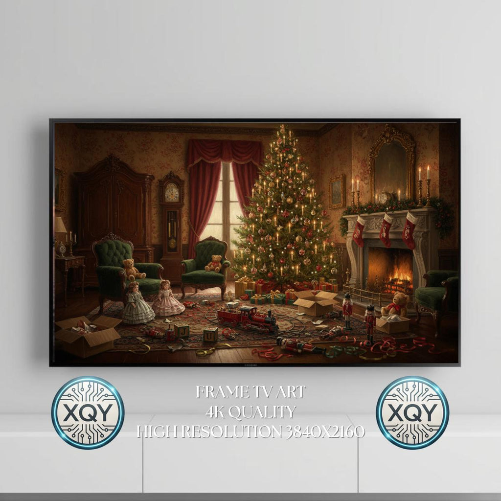Christmas Morning Toys Victorian Oil Painting Samsung Frame TV Art Digital Download 4K Xmas