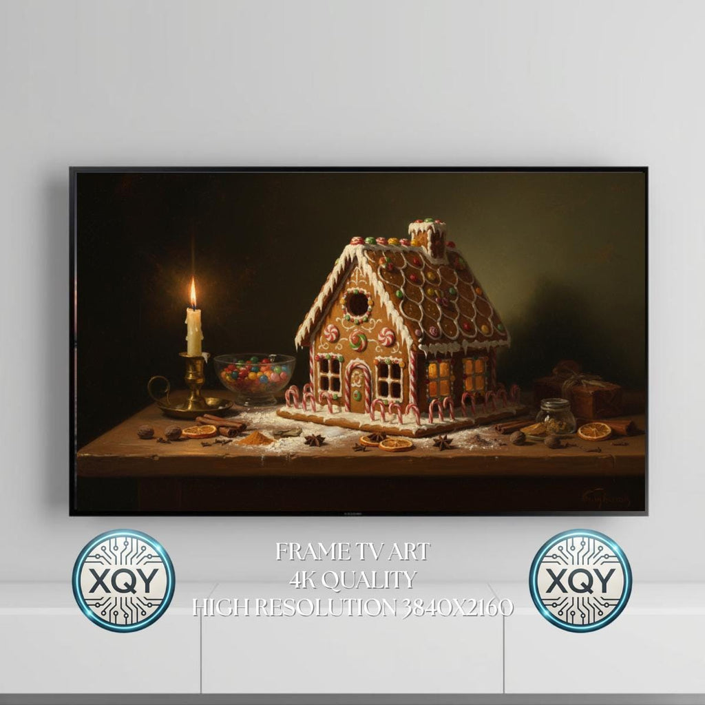 Victorian Christmas Gingerbread House Frame TV Art (Digital Download)