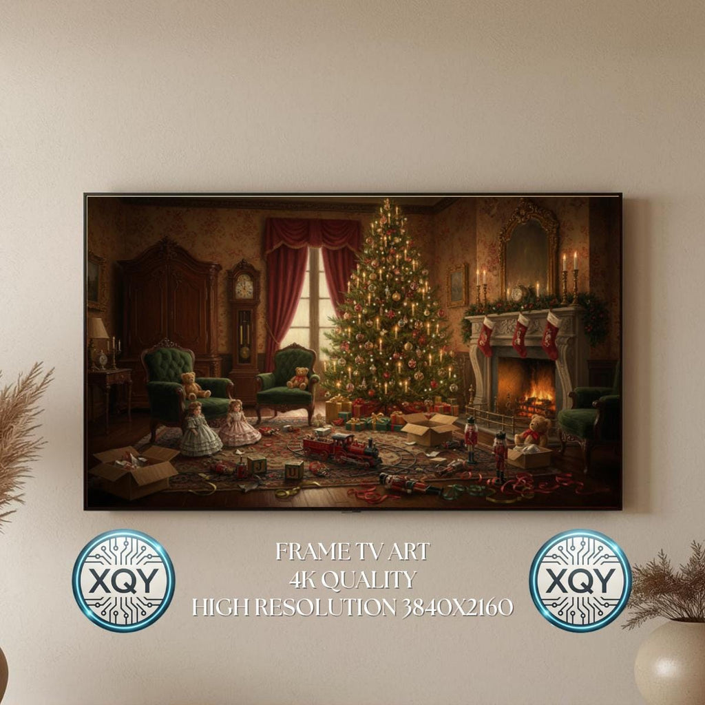 Christmas Morning Toys Victorian Oil Painting Samsung Frame TV Art Digital Download 4K Xmas