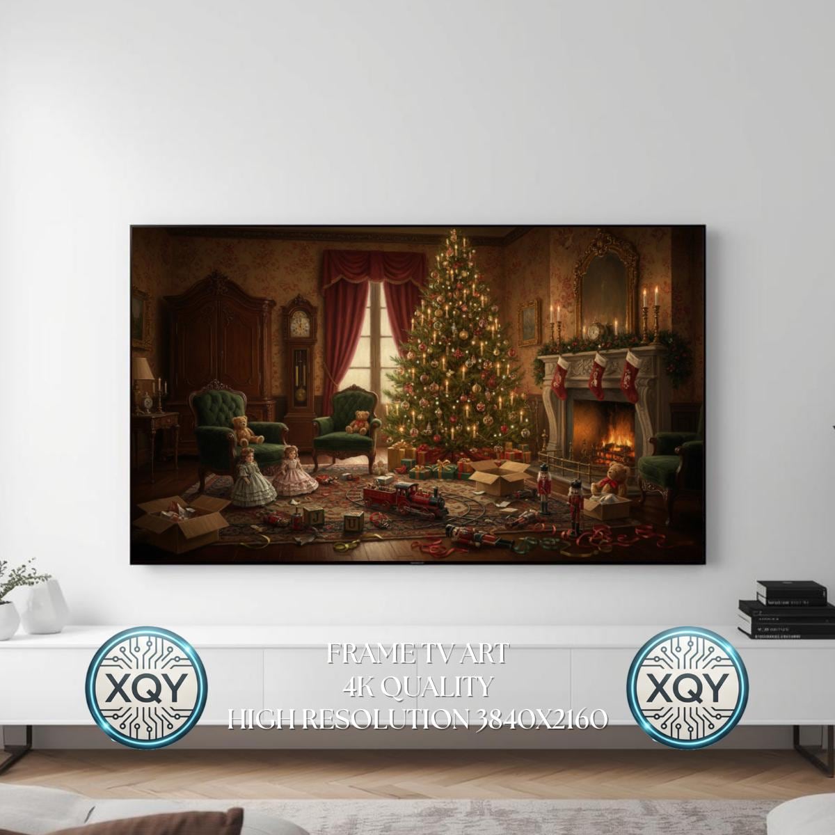 Christmas Morning Toys Victorian Oil Painting Samsung Frame TV Art Digital Download 4K Xmas