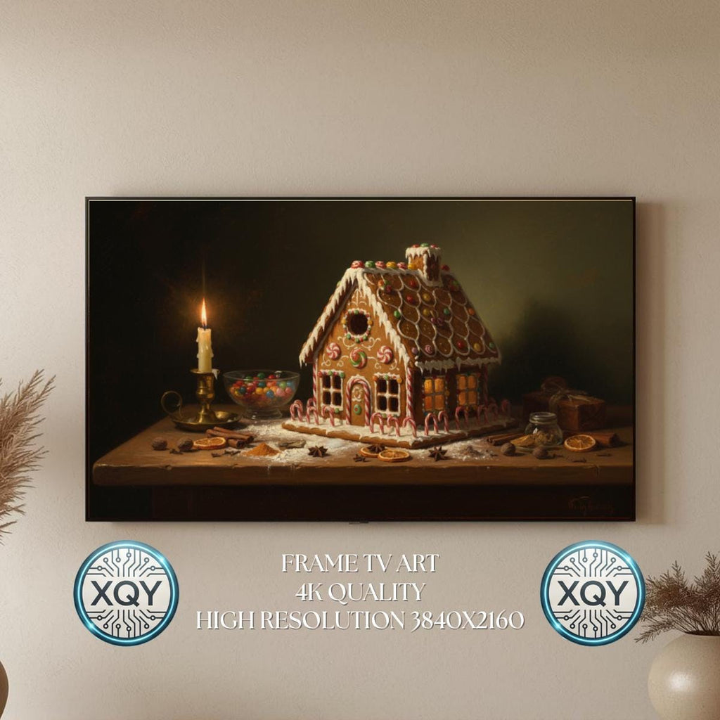 Victorian Christmas Gingerbread House Frame TV Art (Digital Download)
