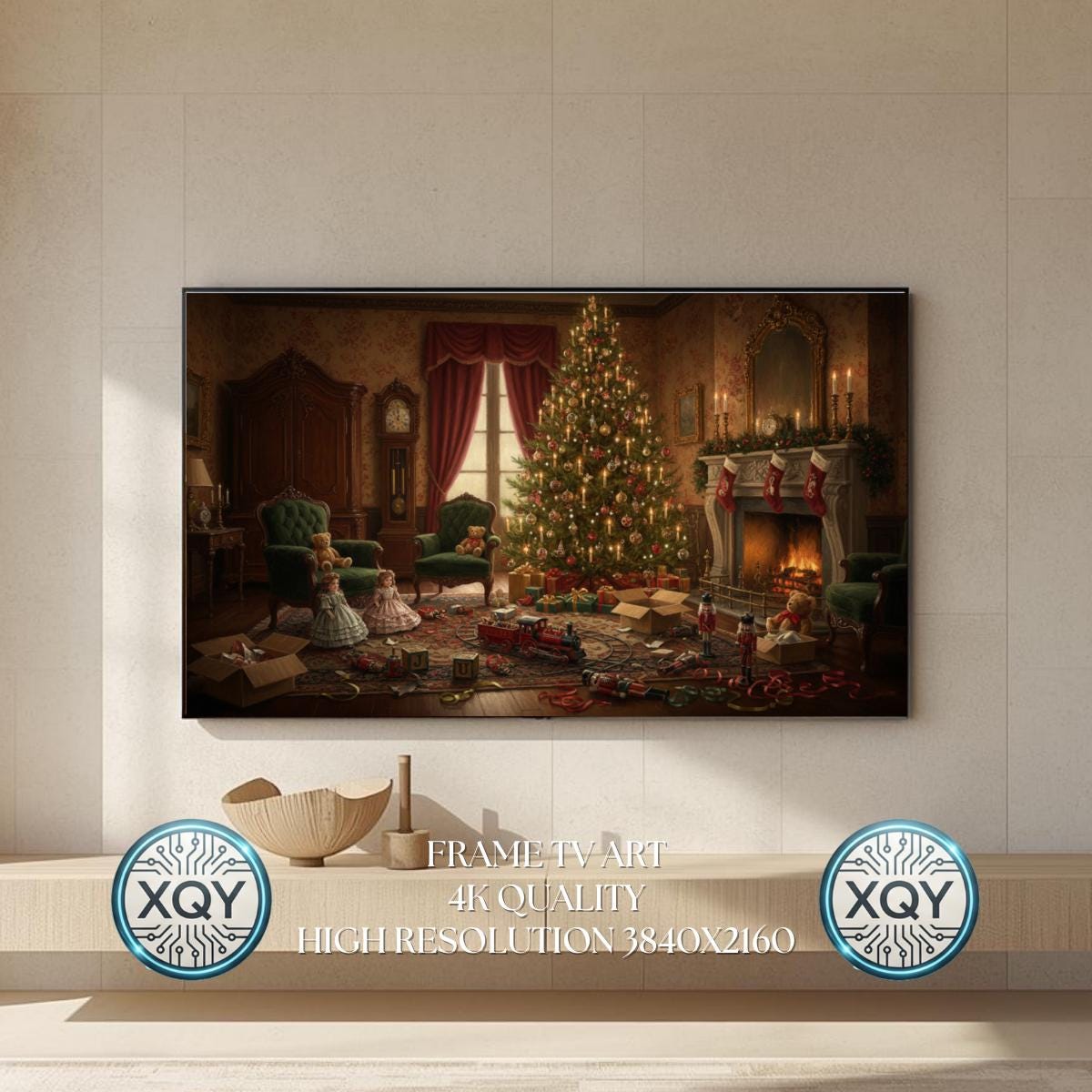 Christmas Morning Toys Victorian Oil Painting Samsung Frame TV Art Digital Download 4K Xmas