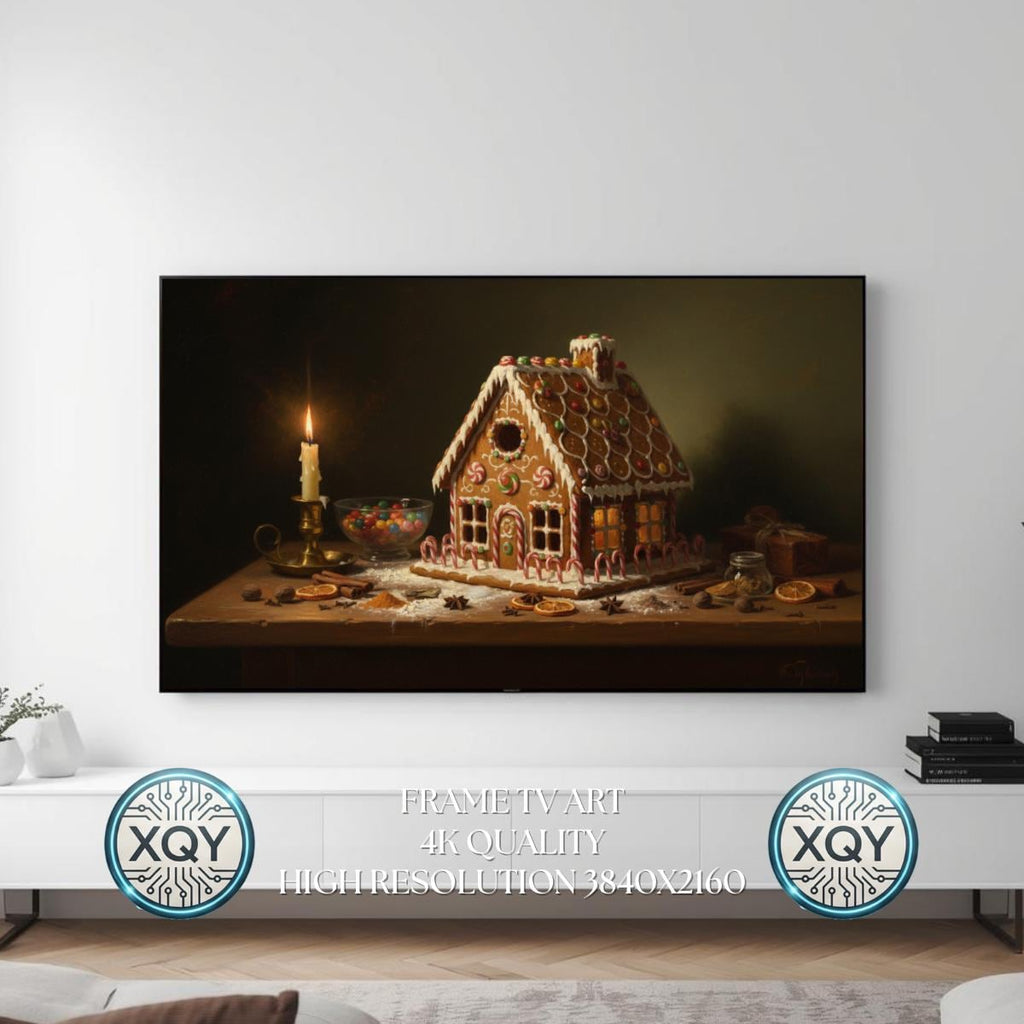 Victorian Christmas Gingerbread House Frame TV Art (Digital Download)