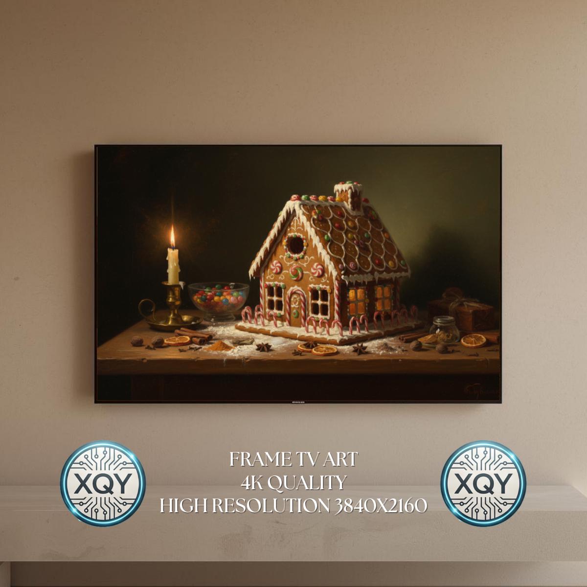 Victorian Christmas Gingerbread House Frame TV Art (Digital Download)
